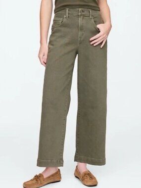 GAP 10/30R Green High Rise Wide Leg Cropped Pants NEW
